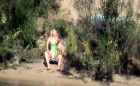 Exciting Blonde Having Fun With Her Boyfriend By The River