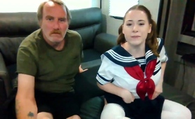 Pigtailed Schoolgirl Having Sex With An Older Guy On Webcam