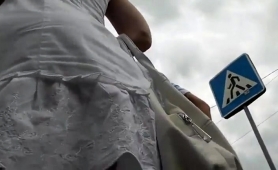 Striking Russian Teen With A Heavenly Ass Upskirt In Public