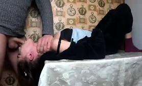 Russian Girl Welcomes Boyfriend's Big Cock Down Her Throat