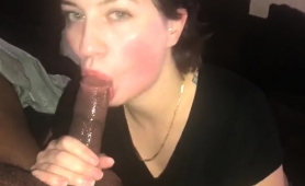 Sexy Brunette Milf Wraps Her Lips Around A Big Black Shaft