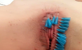 Kinky Teen Gets Her Shaved Cunt Sealed Shut With Needles